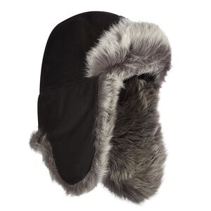 UGG Black and Gray Fur-Lined Hat